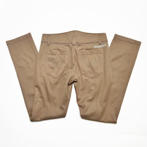 NWOT Bogner Gele Tan Khaki Mid Rise Embroidered Slim Straight Leg Golf Pants 4 - Picture 3 of 16